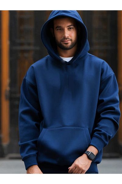 DEEPSENCE Φούτερ με κουκούλα Navy Blue Oversize