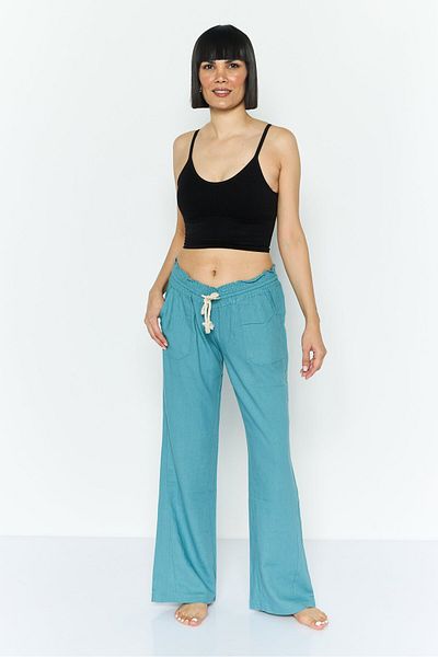 Roxy Women Solid Wide Leg Beachwear Pants, Teal