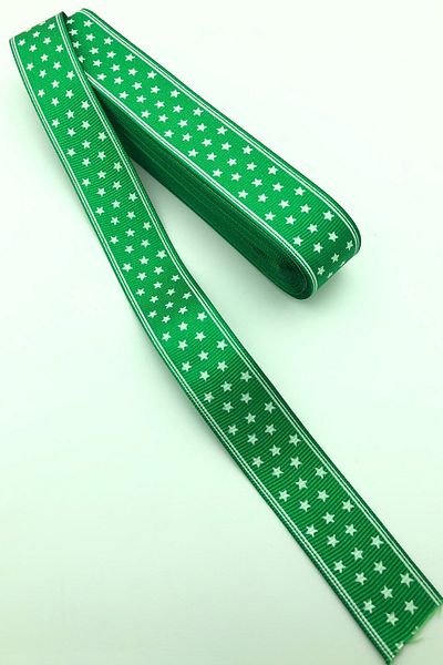Hayalperest boncuk Panglică Grosgrain Imprimată Steaua Verde 10 Mt