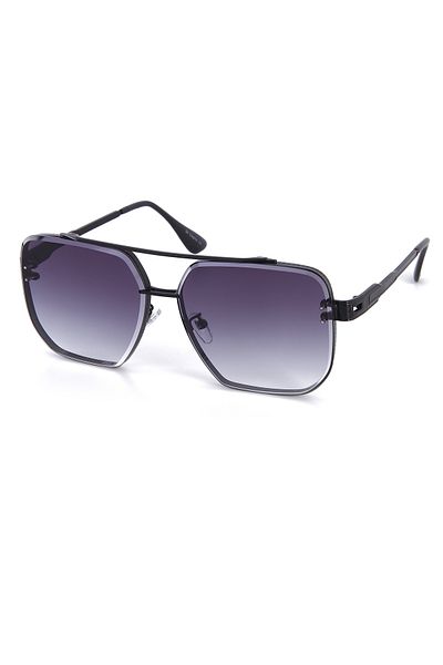 Di Caprio Black Large Metal Square Pilot Model Men's Sunglasses
