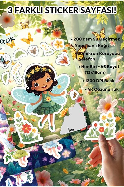 GUGUK Colorful Fairies Sticker Leaves Set