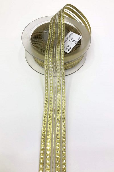 Hayalperest boncuk Χρυσό Χρώμα Οργάντζα Ασημένια Κορδέλα 2,5 εκ