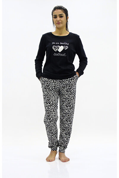 Sementa Leopard Combination Embroidery Detailed Pajama Set