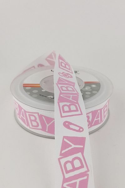 Hayalperest boncuk Ροζ Baby Printed Grosgrain Κορδέλα 2,50 cm 20 Mt