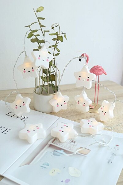 Genel Markalar Beşik Çocuk Odası Dekorasyonu İçin Tatlı Yüzlü Pilli Yıldız Ge...