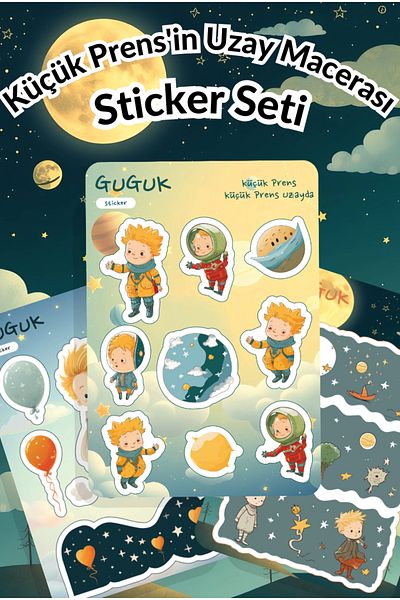 GUGUK Little Prince's Space Adventure Sticker Leaves Set