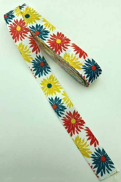 Hayalperest boncuk Κορδέλα Grosgrain με στάμπα με μαργαρίτες 10 Mt