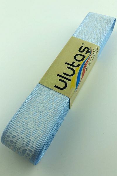 Hayalperest boncuk Baby Blue Lace Printed Grosgrain Κορδέλα 2,5 εκ
