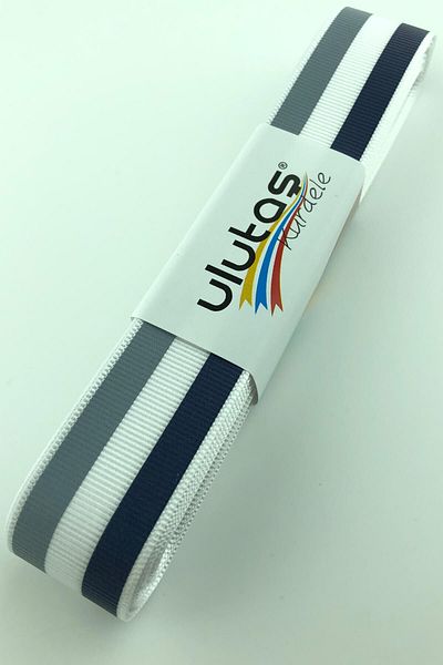 Hayalperest boncuk Γκρι Navy Blue Line Τυπωμένη κορδέλα Grosgrain 10 Mt