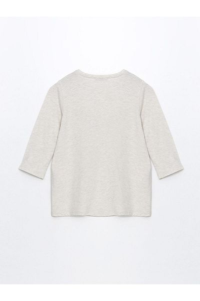 LC Waikiki Γυναικείο μπλουζάκι με στάμπα Lcw Grace Crew Neck