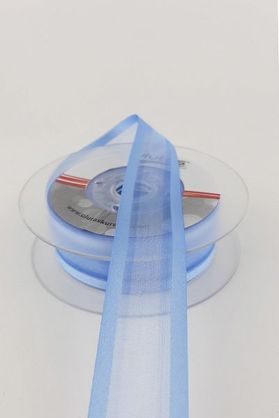 Hayalperest boncuk Baby Blue Wide Organza Satin Κορδέλα 20 Mt