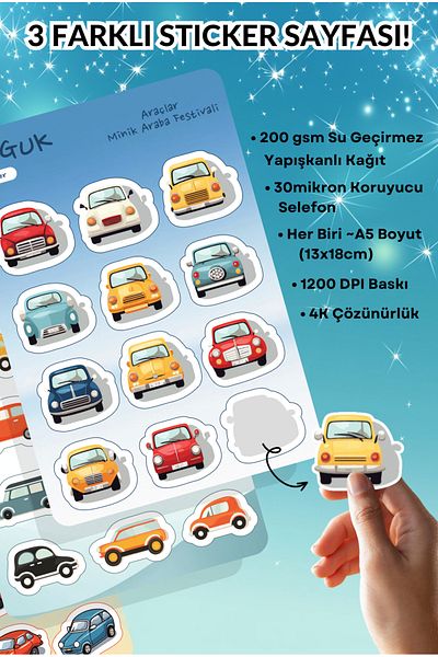 GUGUK Tiny Cars Sticker Leaves Set