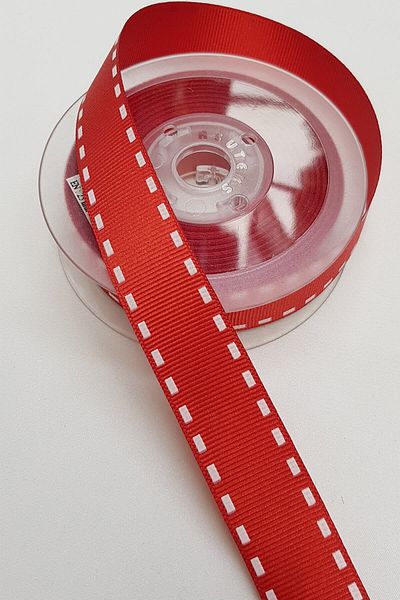 Hayalperest boncuk Κόκκινη ρίγα με στάμπα Grosgrain Κορδέλα 2,5εκ