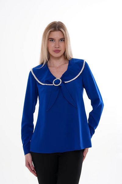 Loom Boutique Women's Plus Size Collar Pearl Embroidered Brooch Blouse B0055