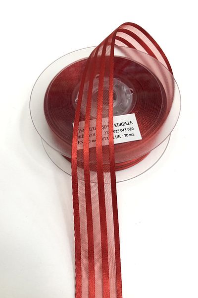 Hayalperest boncuk Κόκκινη Χρώμα Ριγέ Οργάντζα Κορδέλα