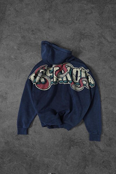 Slatra Ανδρικό φούτερ μπλε Snake Washable με κουκούλα oversized