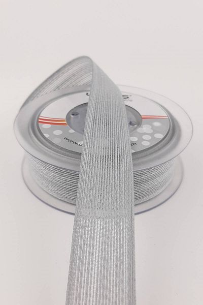 Hayalperest boncuk 10 Mt Gray Linen Effect Ribbon - 2.5 Cm