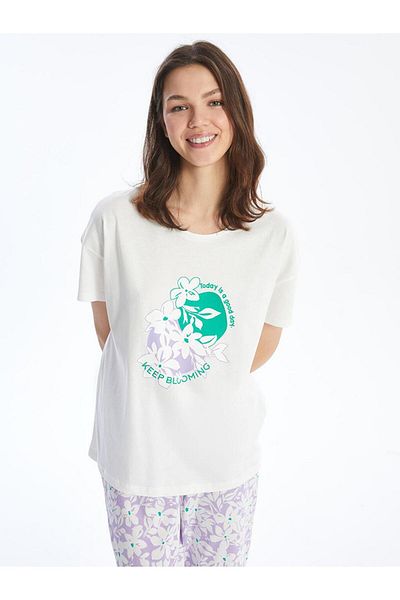 LC Waikiki Σετ γυναικείες πιτζάμες με στάμπα LCW DREAM Crew Neck