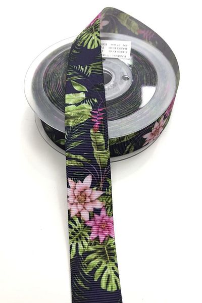 Hayalperest boncuk Floral Patterned Grosgrain Ribbon 2.5 Cm 1 Mt