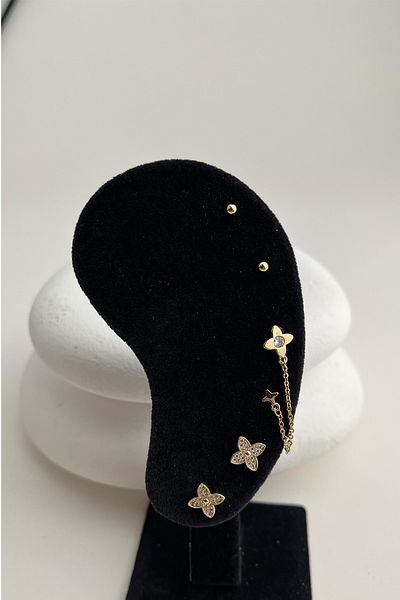 Modex Clover Figured Triple Earrings Set