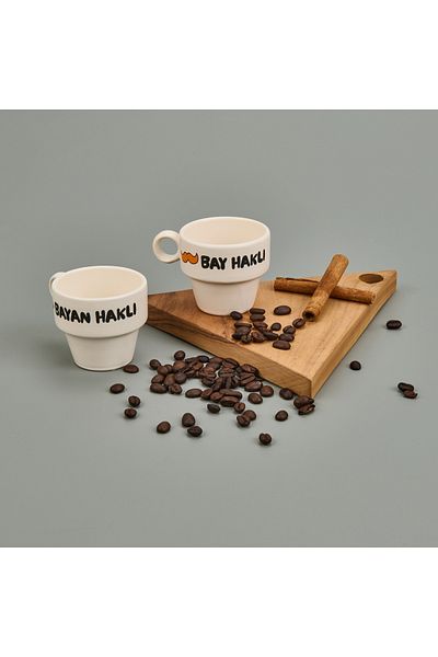PALTO TASARIM 90ml Colorful Overcoat Design - 2-Pack Right and Rightful Espresso Cup