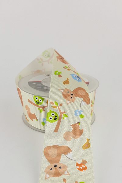 Hayalperest boncuk Κορδέλα Grosgrain με σχέδιο σκίουρο 4 cm 20 Mt