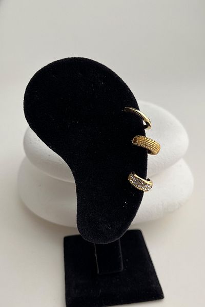 Modex Gold Colored Jewelled Hoop Earring Set