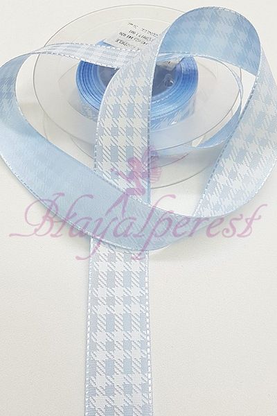 Hayalperest boncuk Baby Blue Square εμπριμέ κορδέλα ταφτά 2,5cm