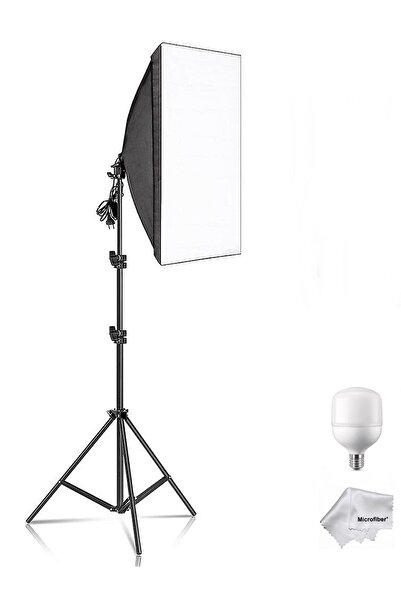 T&Y FOTO Youtube , Vlog , Tiktok Vb Canlı Yayın Için 50x70cm Softbox 65w Torch Ampullü Led Sürekli Işık