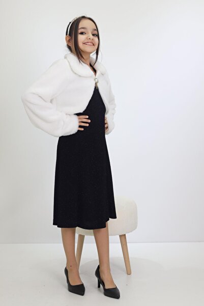 mini kanka Mini Kanka Girl's 3-15 Years Old Girl's Baby Girl's Buckle Striped Plush Bolero