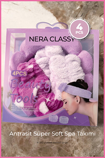 Nera Classy مجموعة فاخرة للسفر مكونة من 4 قطع من الشعر والمعصم والتاج - قناع مكياج - غسيل اليد والوجه