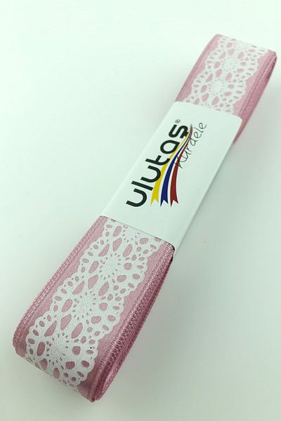 Hayalperest boncuk Panglică de Satin cu Motiv Dusty Rose 2,5 Cm