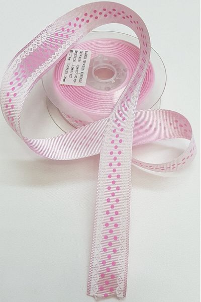 Hayalperest boncuk Ροζ Δαντελένια Πουά Με Εκτύπωση Grosgrain Κορδέλα 2,5cm