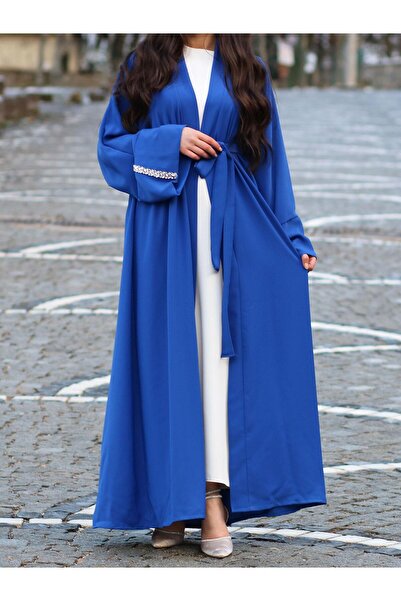 MELEK ARAZ Saks Blue Sleeve Stone Ala Abaya