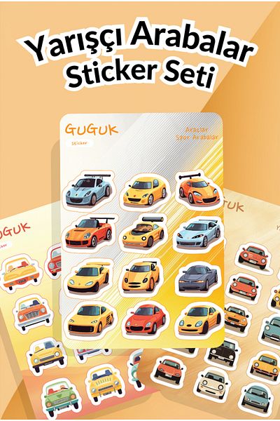 GUGUK Racer Cars Sticker Leaves Set