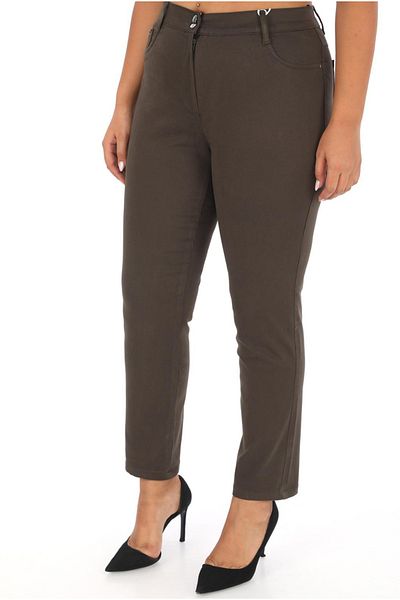 AKŞEN GİYİM Plus Size Full Lycra 96% Cotton/Cotton Gabardine Fabric Pipe Leg Pants