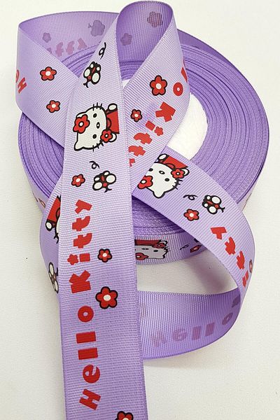 Hayalperest boncuk Λιλά Hello Kıtty Τυπωμένη Κορδέλα Grosgrain 3 εκ