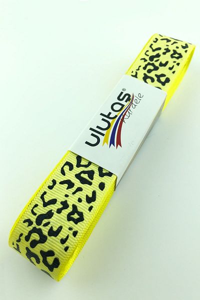 Hayalperest boncuk Panglică Grosgrain Imprimată Cu Motiv De Vițel Galben 2,5 Cm