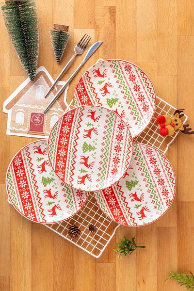 FH finehome Deer 4-Piece Cake Plate 19 cm