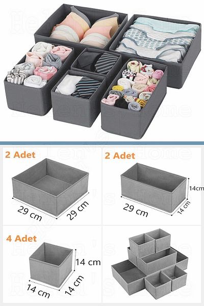 Helen's Home 8-Piece Drawer Organizer Set Anthracite