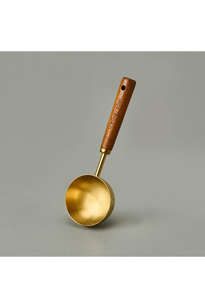 AROW Measuring Spoon with Wooden Handle - Brown / Gold - 45 ml