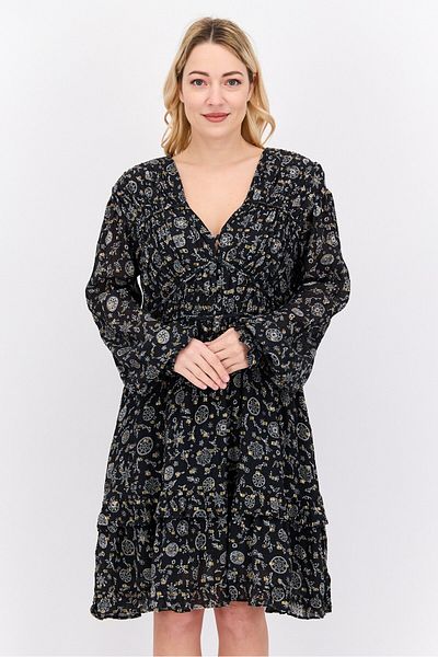 Scotch & Soda Women Allover Print Mini Dress, Black Combo