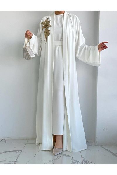MELEK ARAZ طقم عباية نيدا أبيض