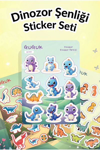GUGUK Dinosaur Festival Sticker Leaves Set