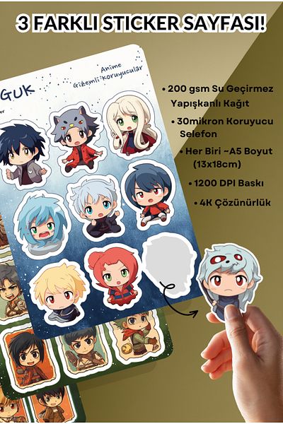GUGUK Anime Stars Sticker Leaves