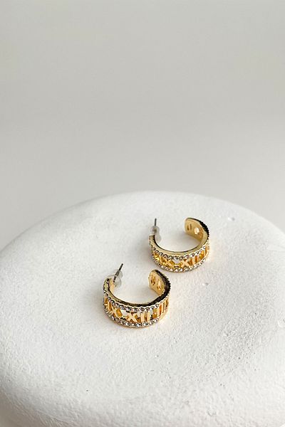 Modex Gold Yellow Stone Roman Numeral Earrings