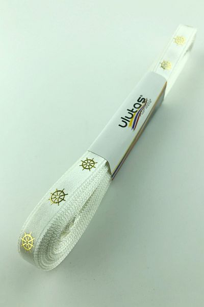 Hayalperest boncuk Panglică Satin Imprimată Gold Rudder 1 Cm