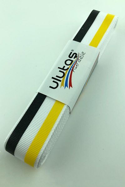 Hayalperest boncuk Μαύρη κίτρινη γραμμή εμπριμέ Grosgrain κορδέλα 10 Mt