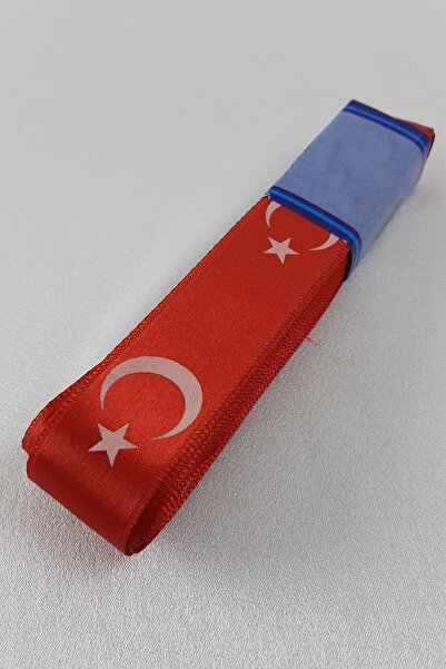 Ulutaş Κόκκινη Σατέν Κορδέλα με Σημαία Αστεριού και Φεγγαριού με τύπωμα