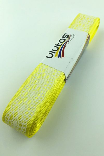 Hayalperest boncuk Dark Yellow Lace Printed Grosgrain Ribbon 2.5 Cm